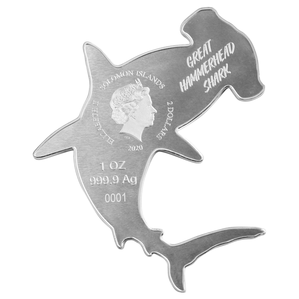 Hunters of the Deep - 1oz Pure Silver Hammerhead Shark Coin