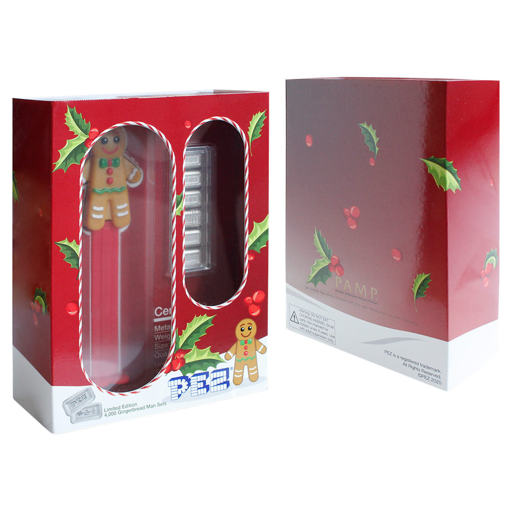 PEZ® Gingerbread Man Silver Wafer Gift Set | PAMP