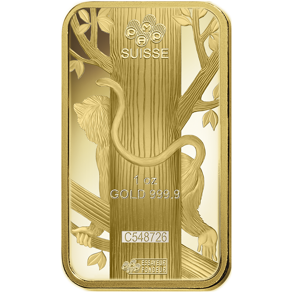 Lunar Monkey Gold Minted Bar - 1oz | PAMP