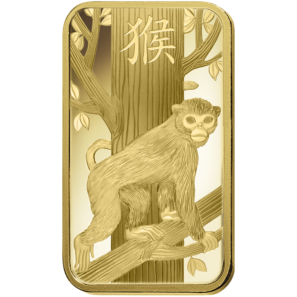 Lunar Monkey Gold Minted Bar - 1oz | PAMP