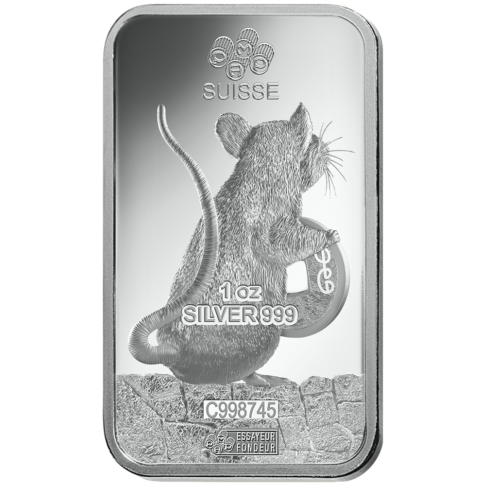 Lunar Rat Silver Minted Bar - 1oz | PAMP