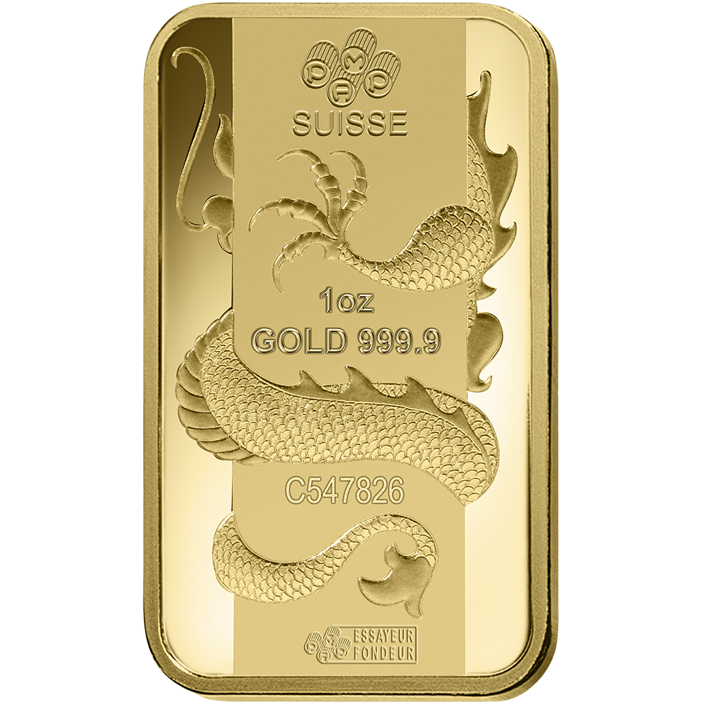 Lunar Dragon Gold Minted Bar - 1oz | PAMP