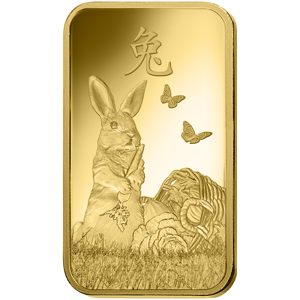 Lunar Rabbit Gold Minted Bar - 1oz | PAMP