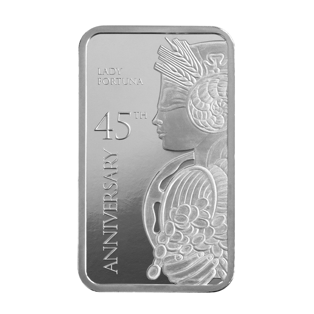 Lady Fortuna™ 45th Anniversary 1oz Silver Bar | PAMP