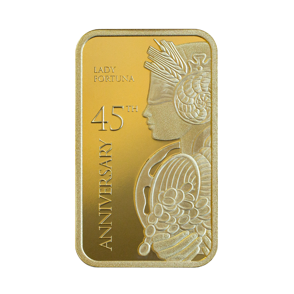Lady Fortuna™ 45th Anniversary 1oz Gold Bar | PAMP