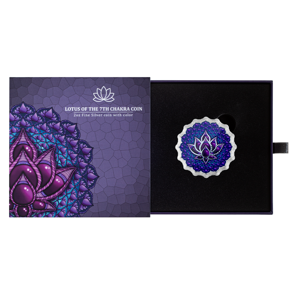 Lotus of the 7th Chakra - 2oz Silver Coin with Color | PAMP