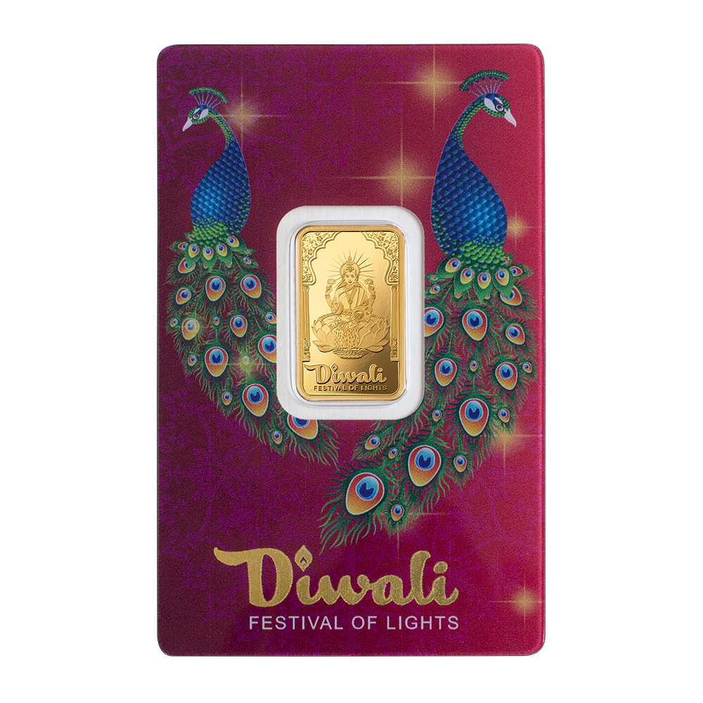 2024 Diwali - Lakshmi & Peacocks 1oz Pure Silver Bar | PAMP