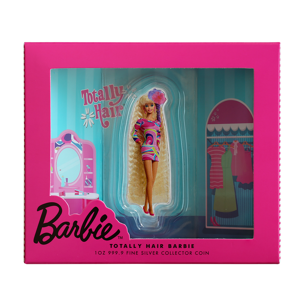 バブルカット Barbie ペーパードール 1oz Silver Coin - Totally Hair Barbie™ | PAMP
