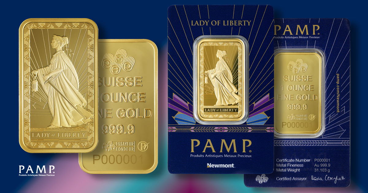 PAMP Newmont 1oz Lady Of Liberty Gold Bar PAMP pamp-newmont-1oz-lady-of-liberty-gold-bar-pamp