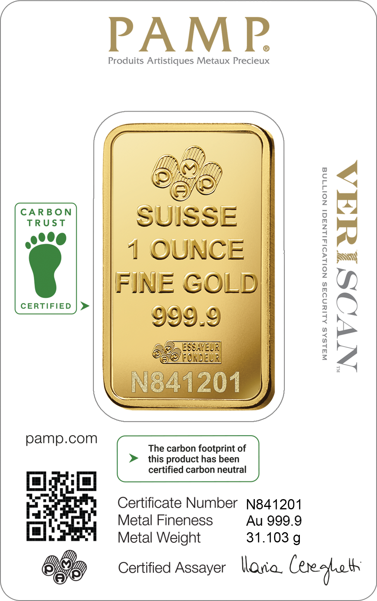 Lady Fortuna™ Gold Minted Bar - 1oz (Carbon Neutral) | PAMP