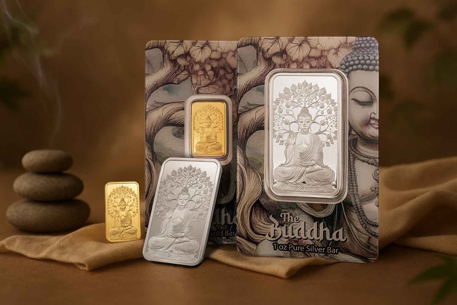 The Buddha 5g Fine Gold & 10g Pure Silver Minted Bars | PAMP