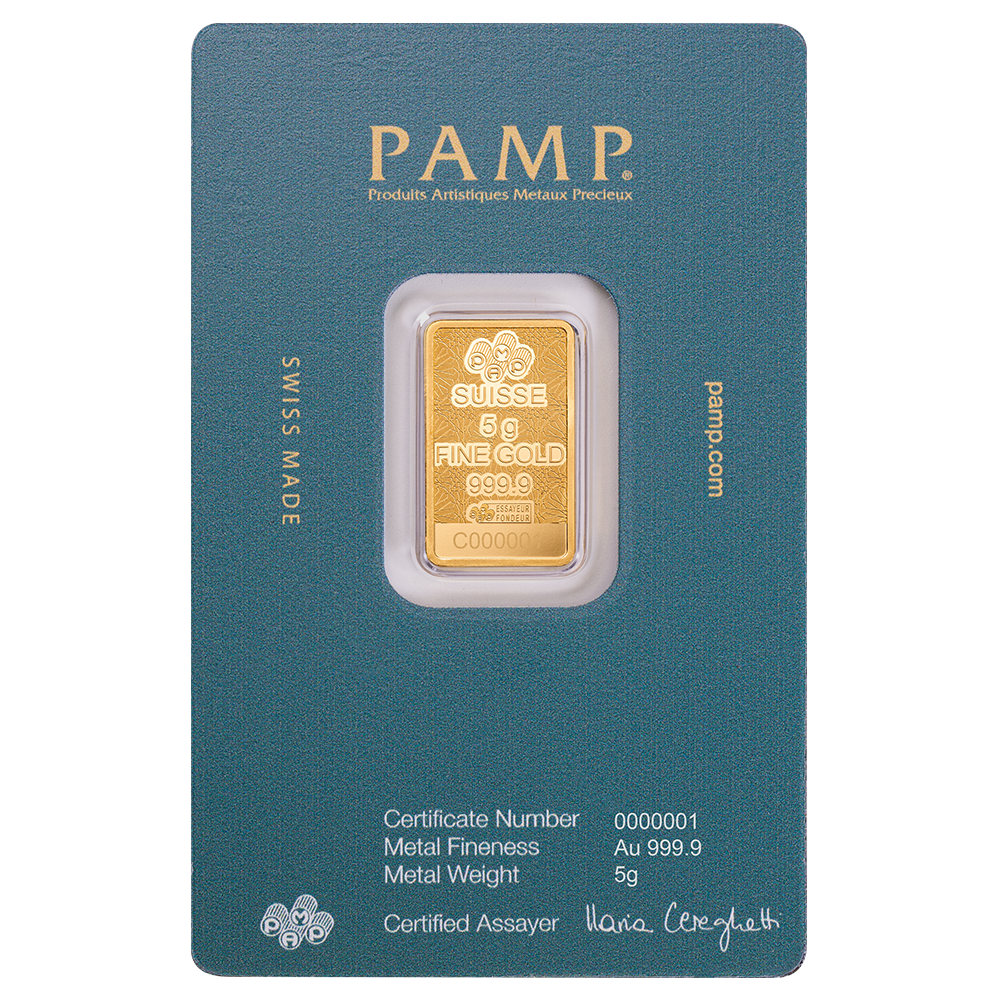 Arabian Falcon 5g Pure Gold Bar with Pendant Frame | PAMP