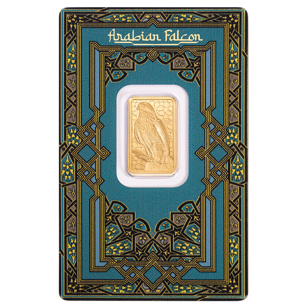 Arabian Falcon 5g Pure Gold Bar with Pendant Frame | PAMP