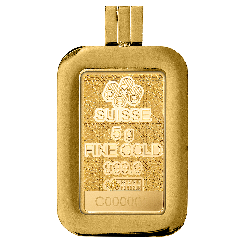 Arabian Falcon 5g Pure Gold Bar with Pendant Frame | PAMP