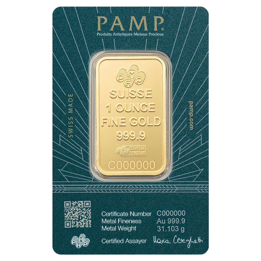 PAMP Lady of Liberty Gold Minted Bar - 1oz (Teal assay card) | PAMP