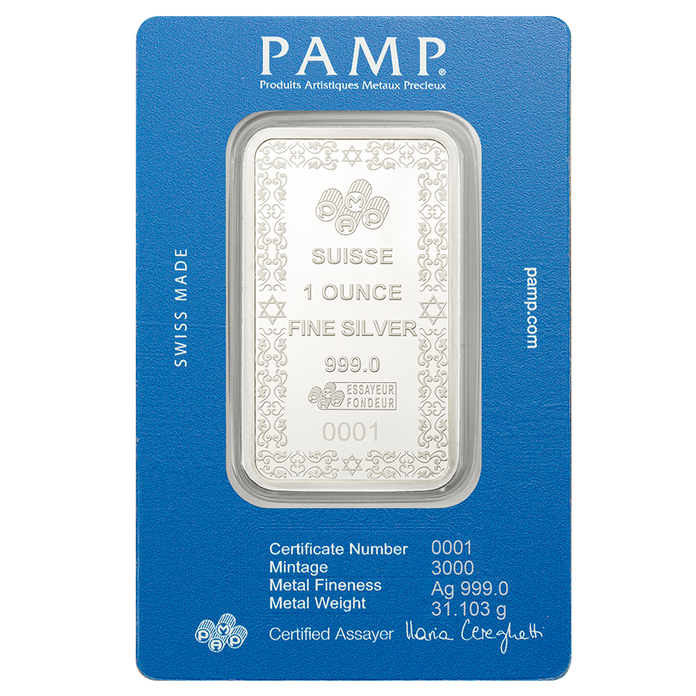 1oz Pure Silver Bar - Star of David | PAMP