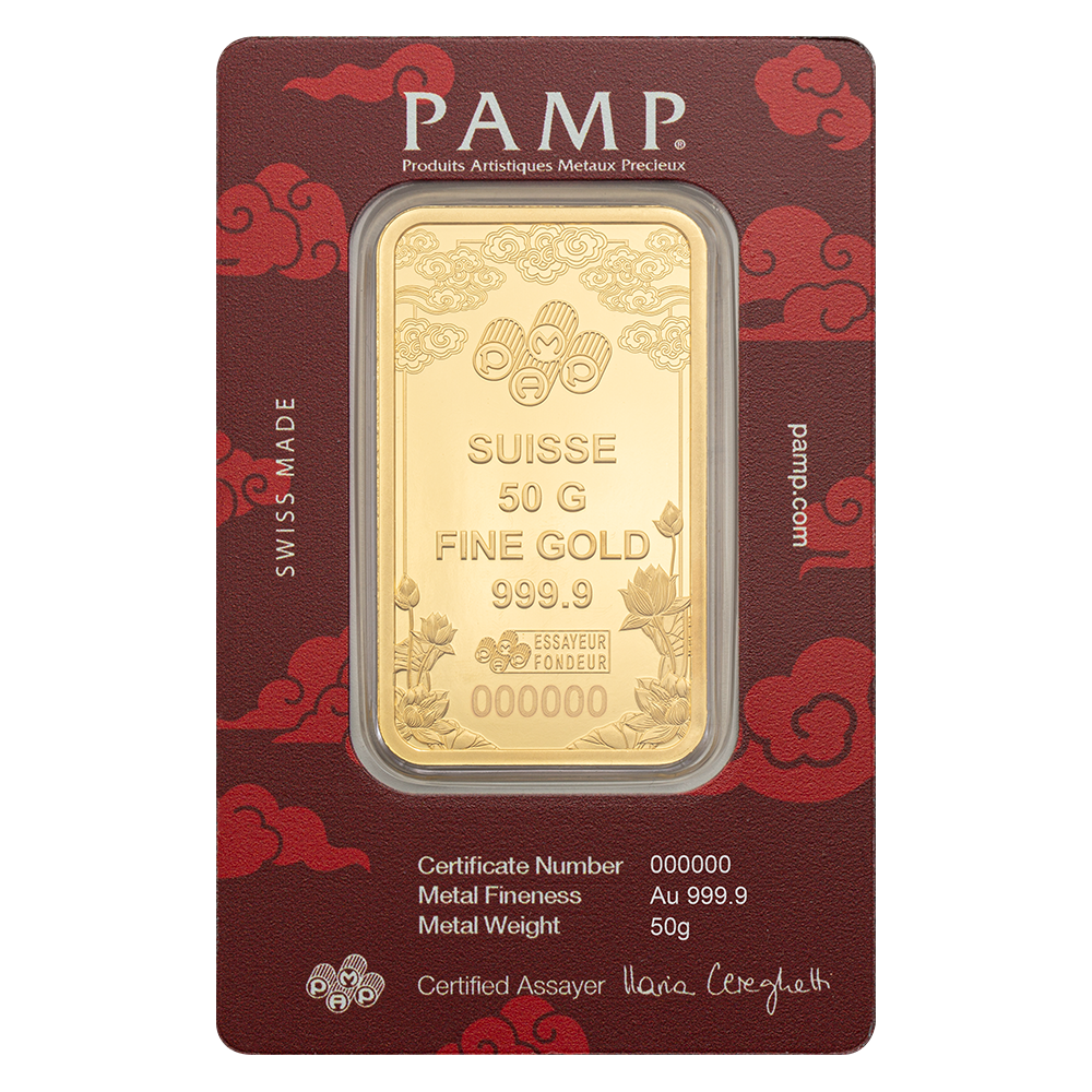 Good Luck Yellow Dragon 50g Gold Bar | PAMP