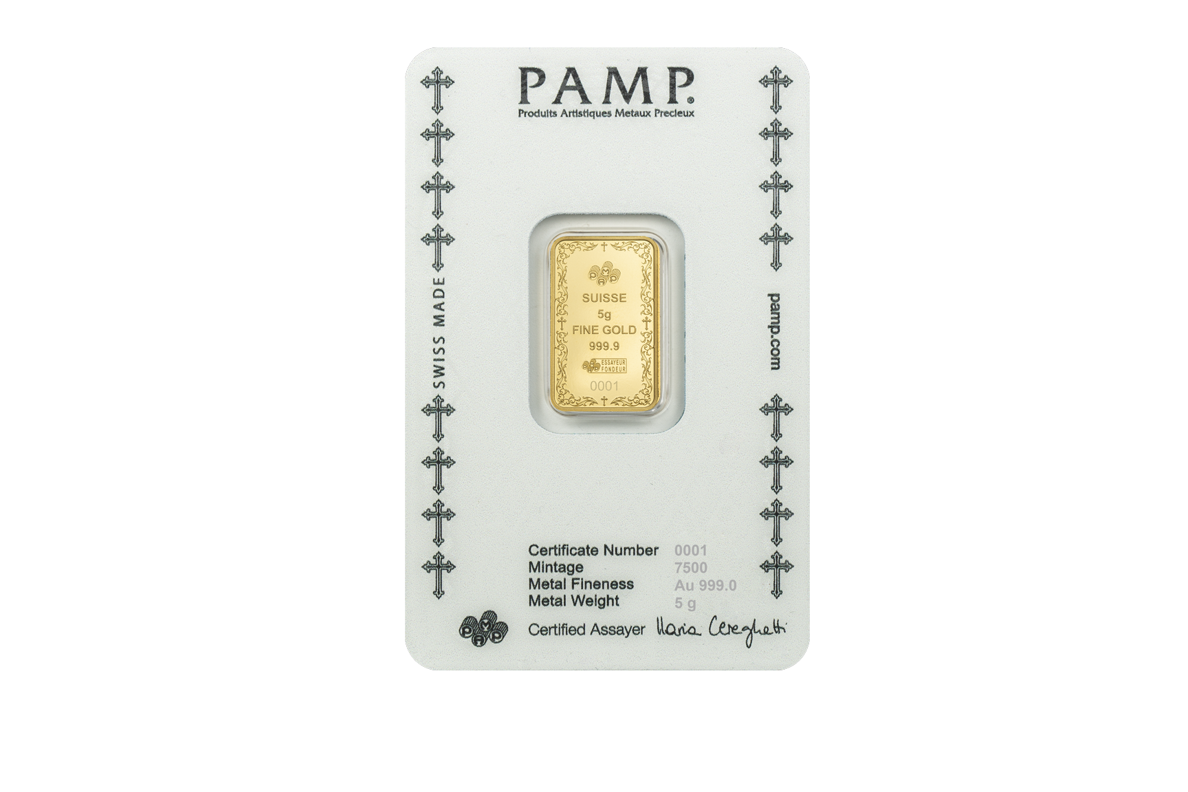 PAMP 純金 5グラム バー 保証書付き 5 gram Gold Bar - PAMP Suisse - Fortuna - 999.9 Fine Box of 25