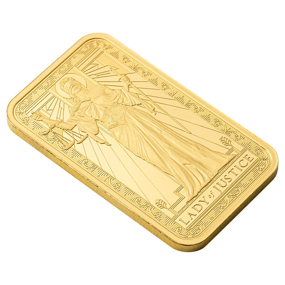 Lady of Justice 1oz Gold Bar | PAMP