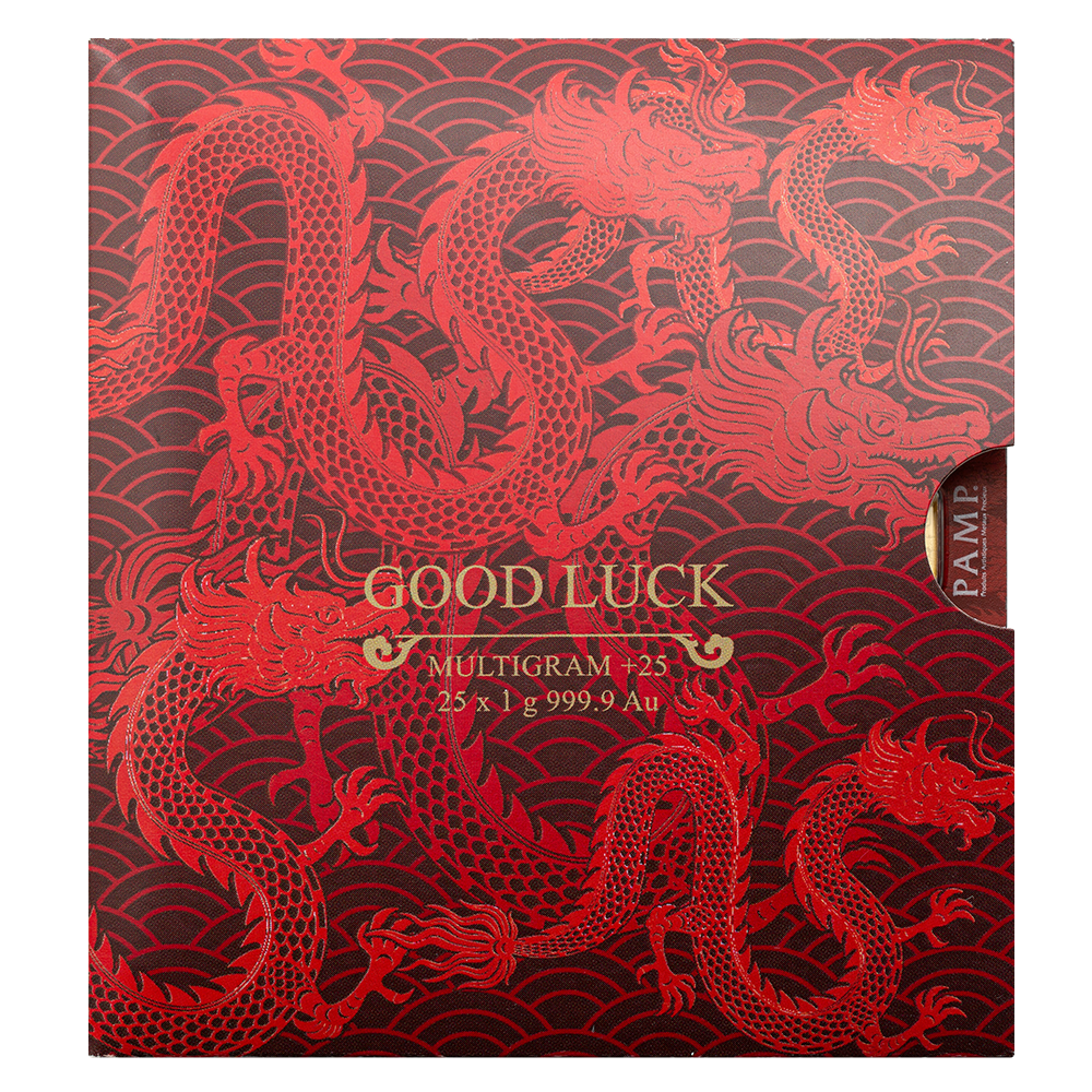 Good Luck Yellow Dragon MultiGRAM+25 Gold Ingots | PAMP