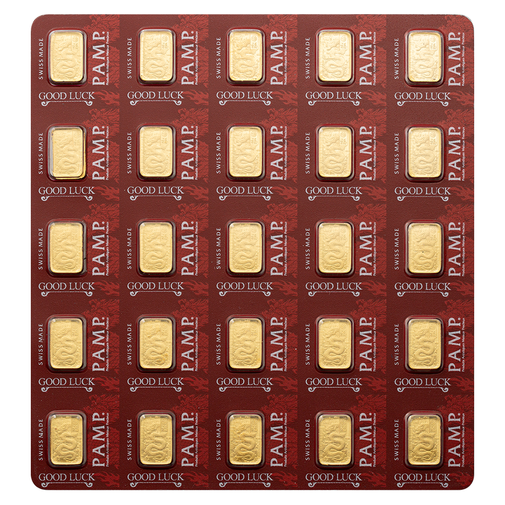 Good Luck Yellow Dragon MultiGRAM+25 Gold Ingots | PAMP