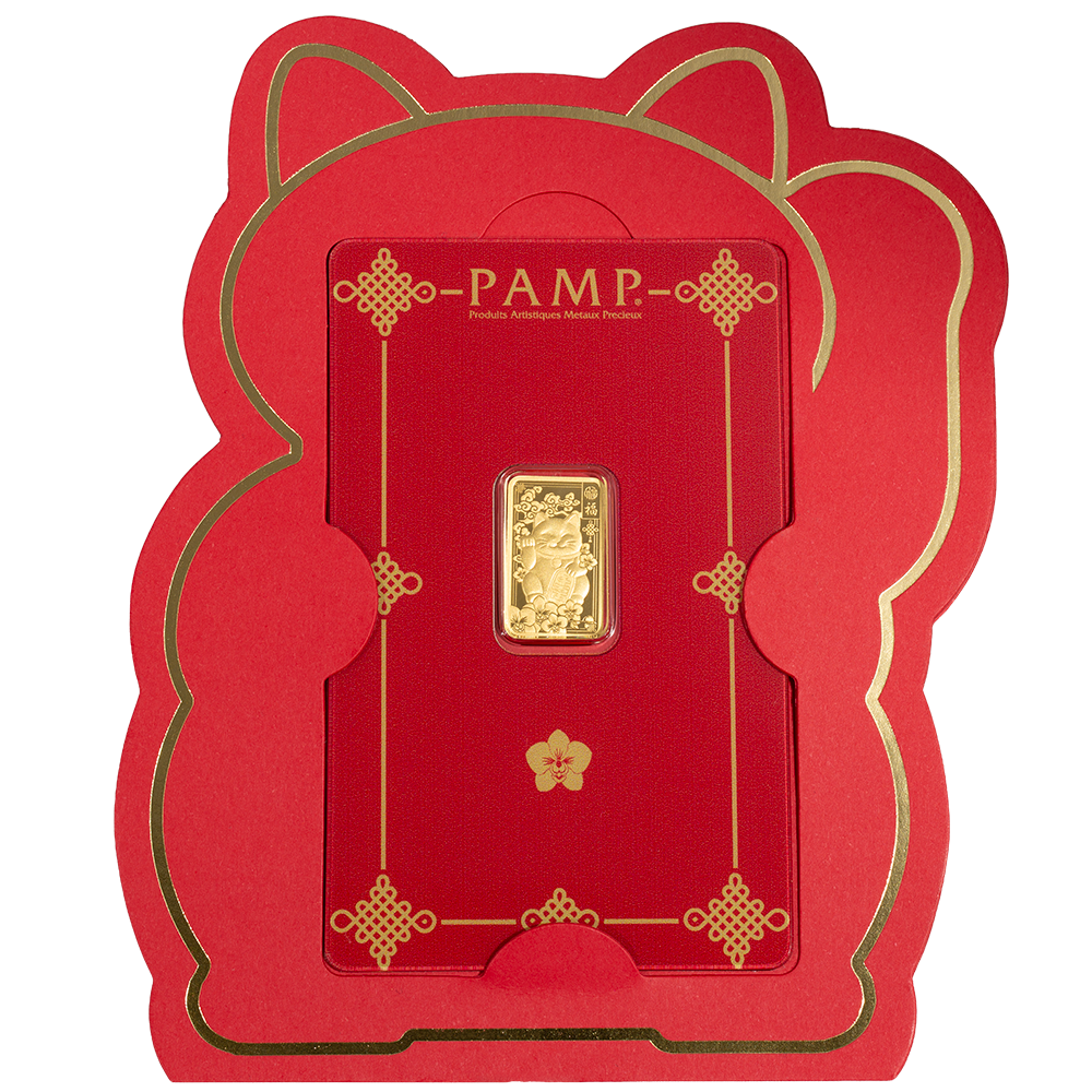 2.5g Gold Bar Lucky Cat | PAMP