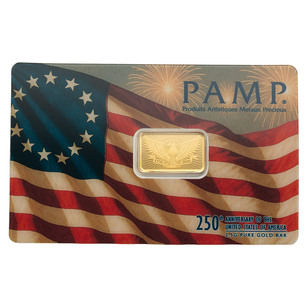 2.5g Gold bar 250th Anniversary of the United States | PAMP