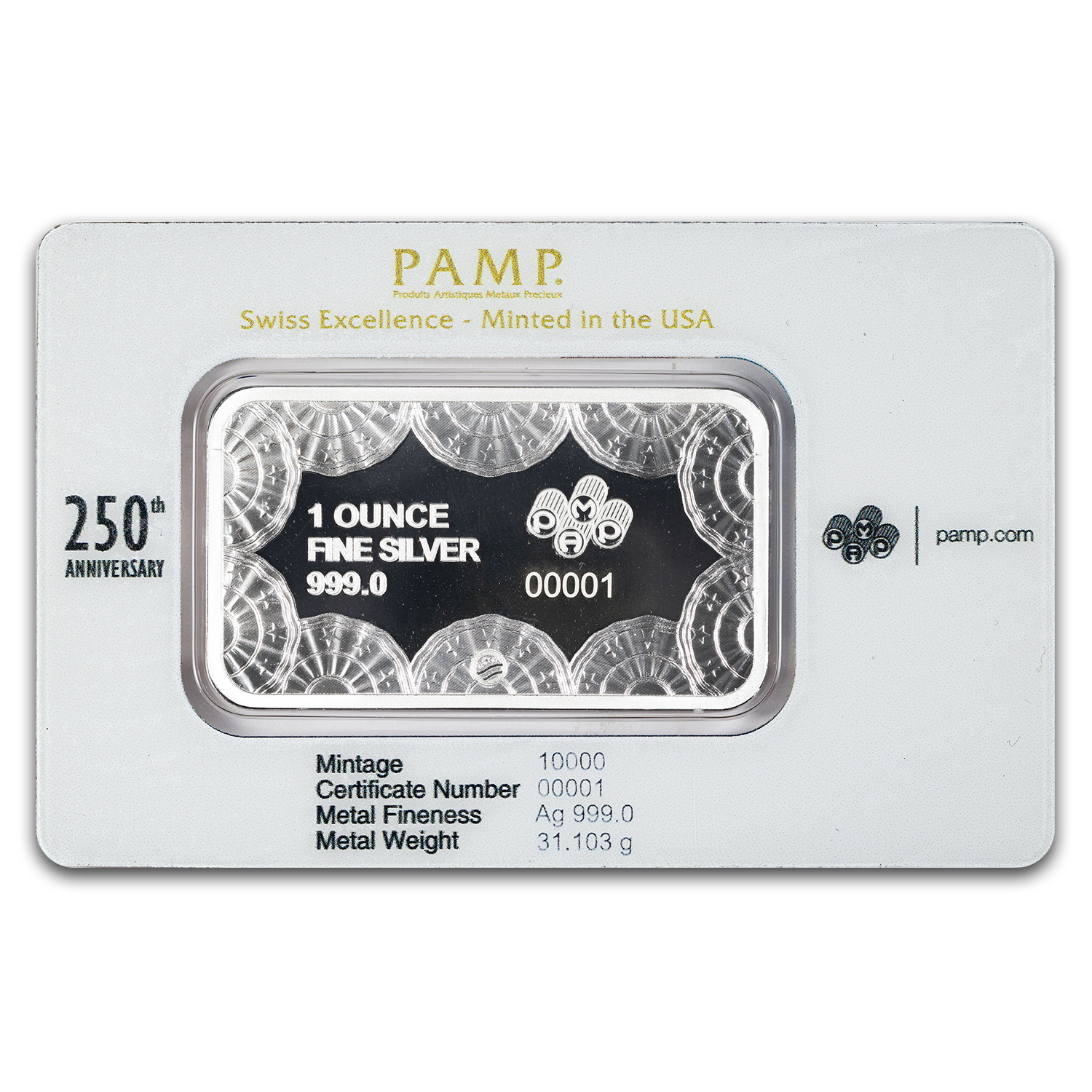 1oz Silver Bar 250th Anniversary of the United States Vintage | PAMP