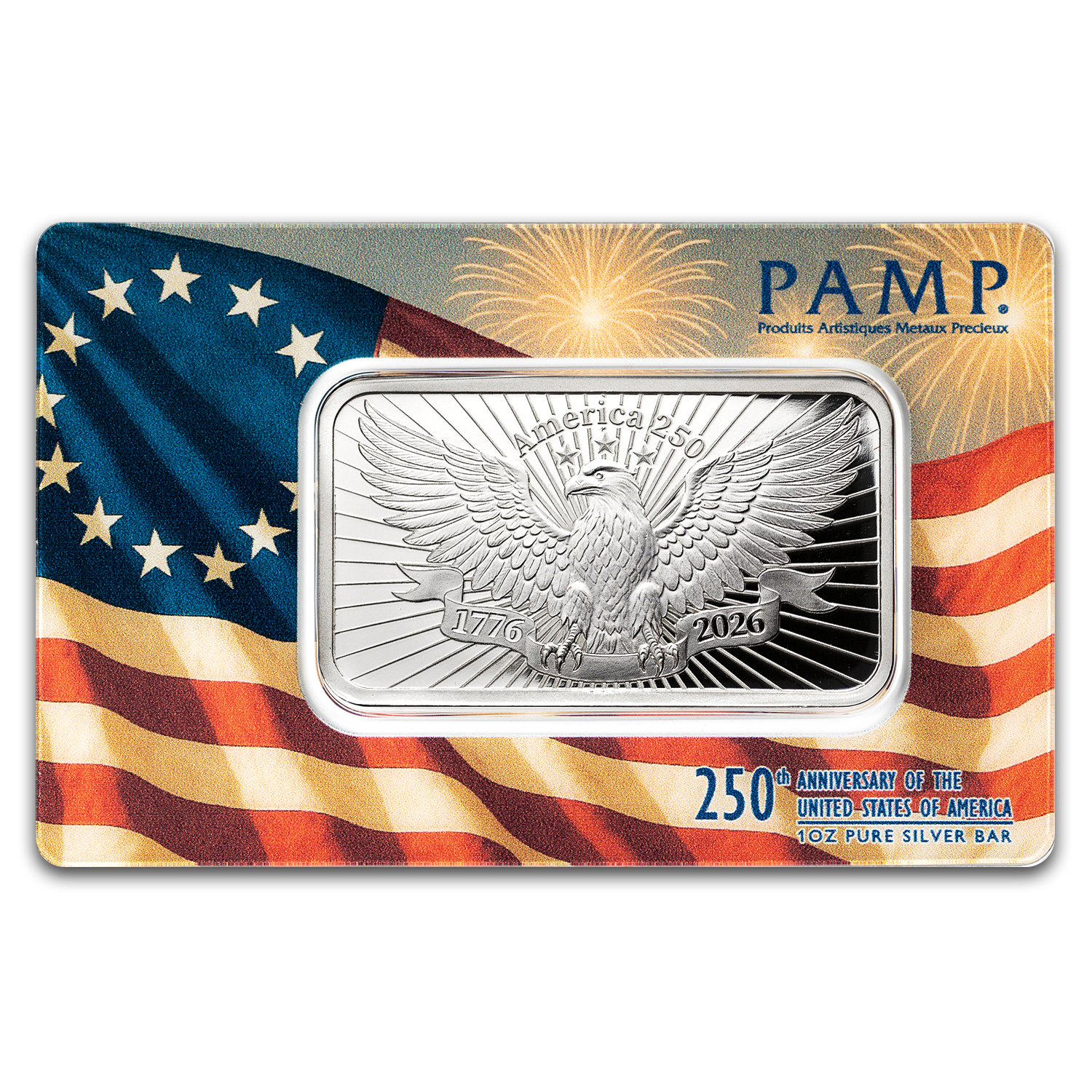 1oz Silver Bar 250th Anniversary of the United States Vintage | PAMP