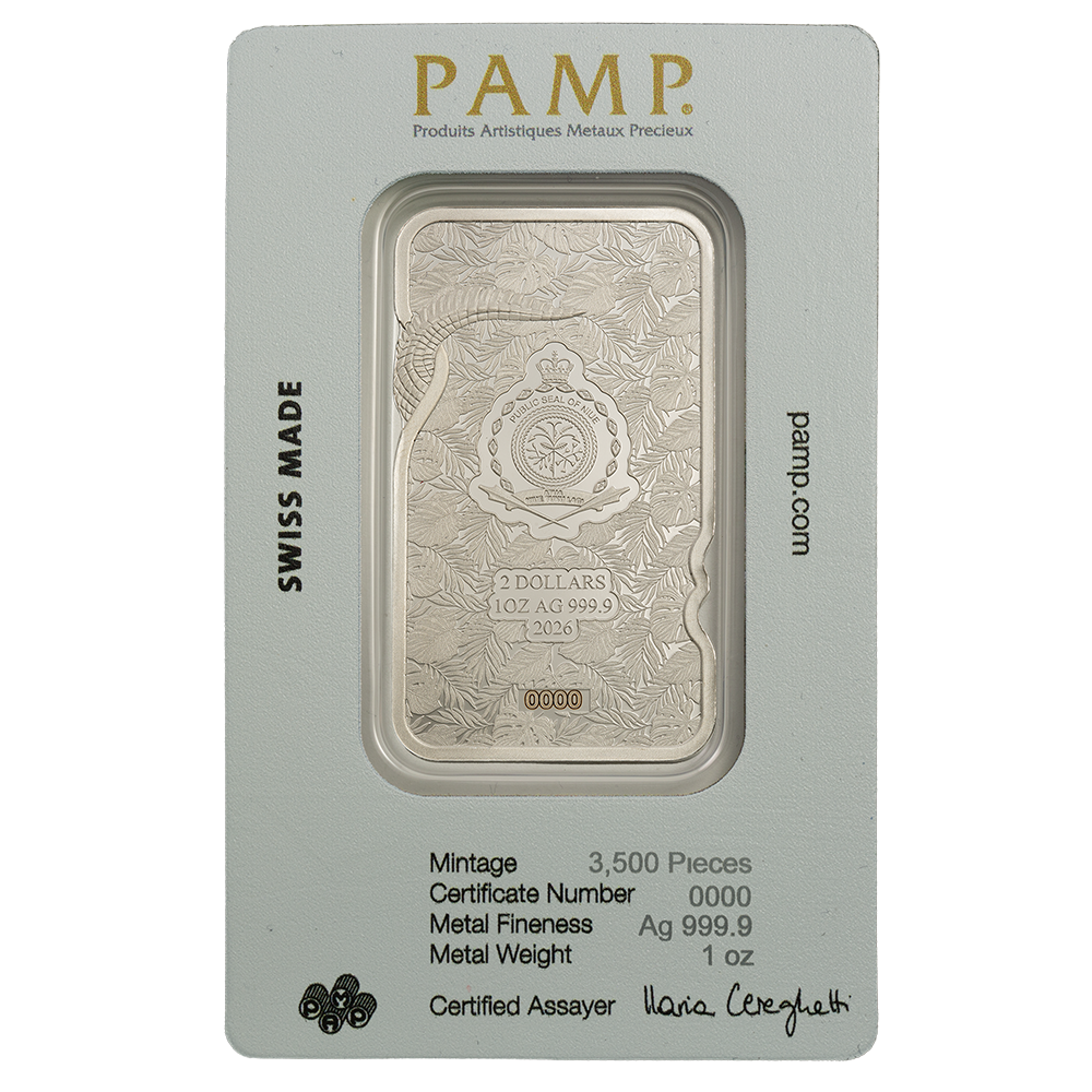 1oz Pure Silver Bar Nature's Grip Nile Crocodile | PAMP