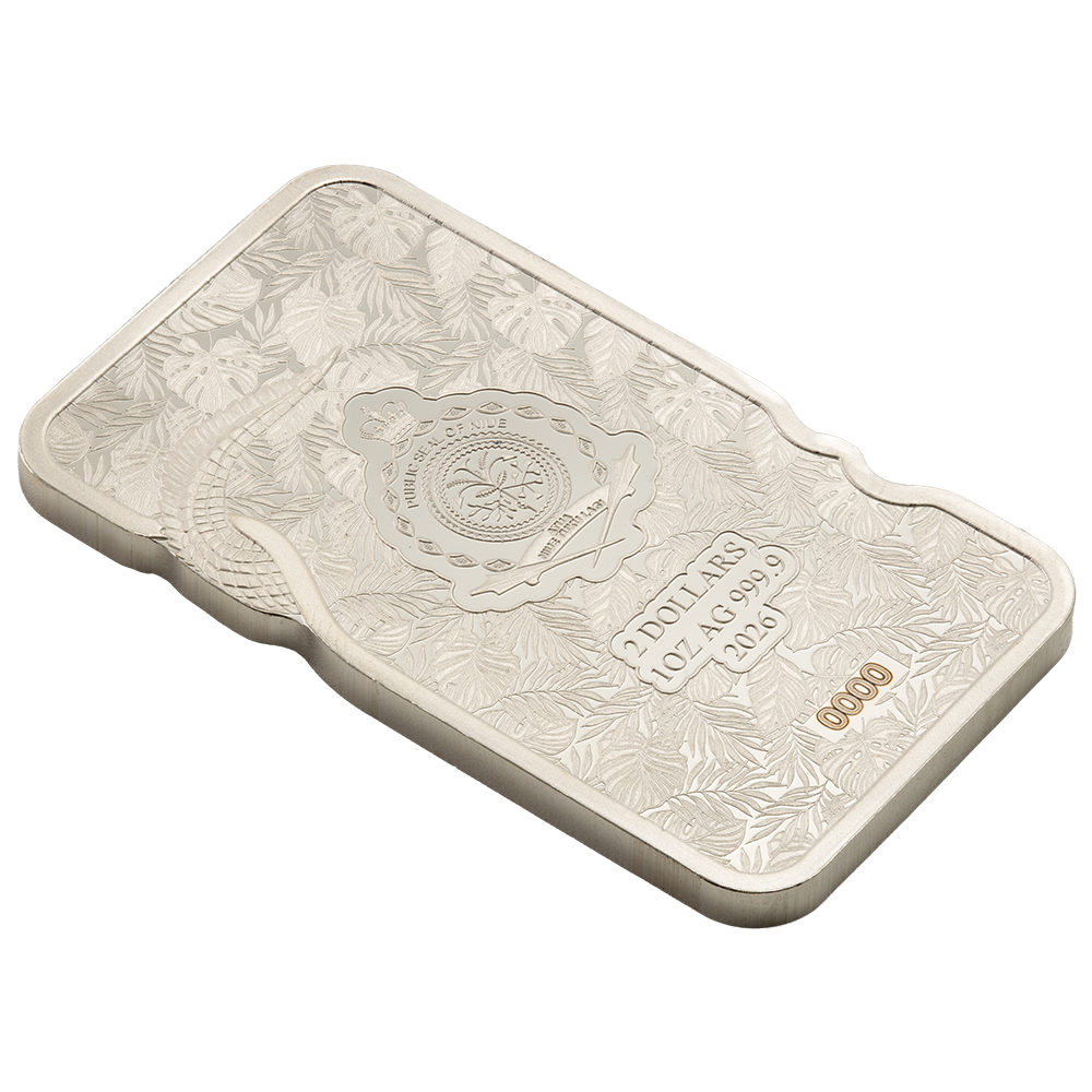 1oz Pure Silver Bar Nature's Grip Nile Crocodile | PAMP