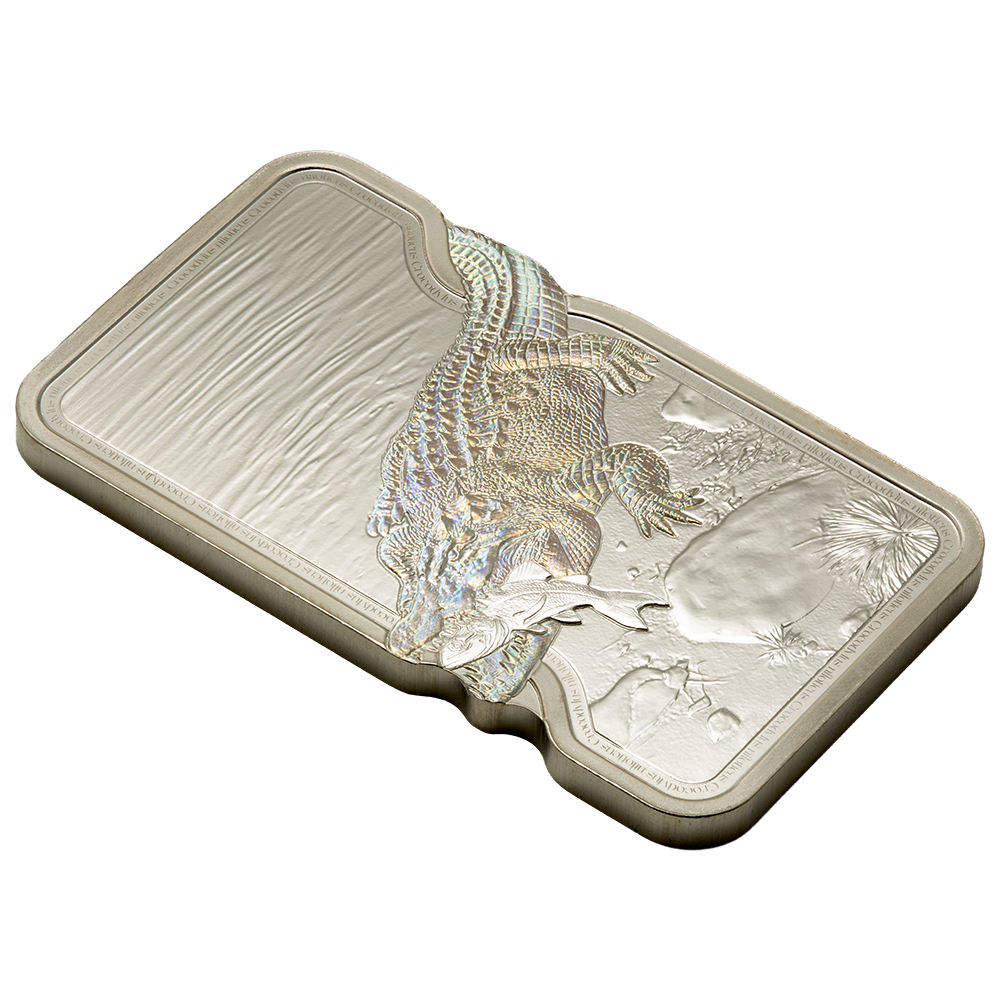 1oz Pure Silver Bar Nature's Grip Nile Crocodile | PAMP