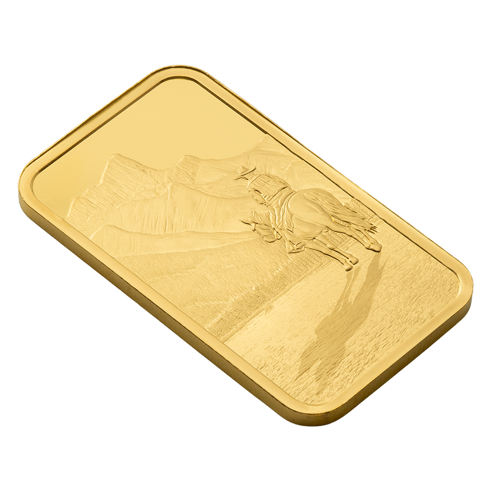 1oz Pure Gold Bar Reflections of Canada Rocky Mountain Cowboy | PAMP